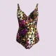 Naturana Γυναικείο  Ολόσωμο Λεοπάρ  Μαγιό με ρυθμιζόμενες τιράντες 73313 Multicolor Beachwear Swimsuit 