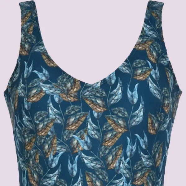 Naturana Γυναικείο  Ολόσωμο πετρόλ με φύλλα   Μαγιό 31674.PETROL Beachwear Swimsuit 
