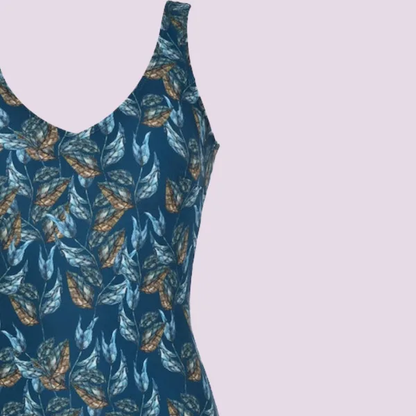 Naturana Γυναικείο  Ολόσωμο πετρόλ με φύλλα   Μαγιό 31674.PETROL Beachwear Swimsuit 