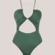 Rock Club Swimsuit Γυναικείο Ολόσωμο Brazil Μαγιό Σκούρο Πράσινο γκλίτερ BP4046  Swimsuit Evergreen