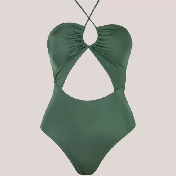 Rock Club Swimsuit Γυναικείο Ολόσωμο Brazil Μαγιό Σκούρο Πράσινο γκλίτερ BP4046  Swimsuit Evergreen