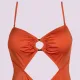 Rock Club Swimsuit Γυναικείο Ολόσωμο  Μαγιό Tερακότα με κρίκους και άνοιγμα μπροστά BP4051