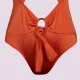 Rock Club Swimsuit Γυναικείο Ολόσωμο  Μαγιό Tερακότα με κρίκους και άνοιγμα μπροστά BP4051