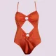 Rock Club Swimsuit Γυναικείο Ολόσωμο  Μαγιό Tερακότα με κρίκους και άνοιγμα μπροστά BP4051