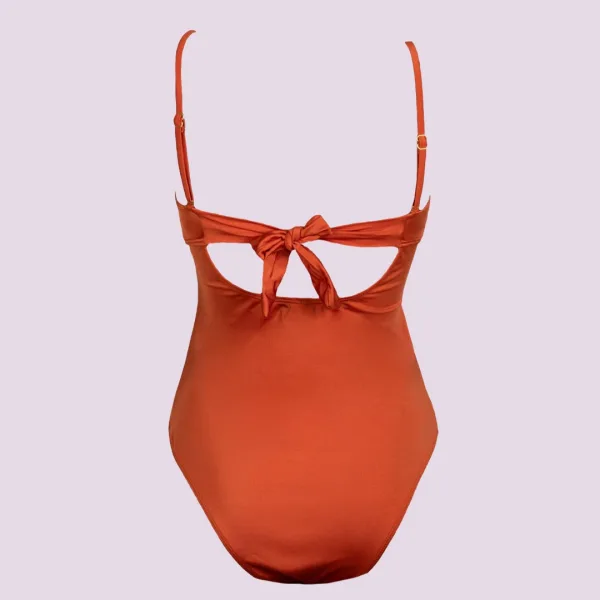 Rock Club Swimsuit Γυναικείο Ολόσωμο  Μαγιό Tερακότα με κρίκους και άνοιγμα μπροστά BP4051