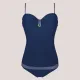 Self Γυναικείο Ολόσωμο κλασικό μαγιό τύπου tankini στράπλες με αφαιρούμενες τιράντες Μπλέ Navy Princessa 2 S8060SR.2
