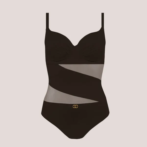 Self Γυναικείο Ολόσωμο μαγιό Μαύρο με διαφάνειες και ενίσχυση για μεγάλο στήθος Luxury Swimwear Black S964V.19 Fashion 5