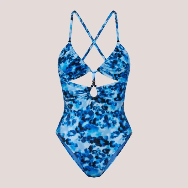 Triumph Γυναικείο Ολόσωμο μαγιό με tie-dye τυπωμα σε αποχρωσεις του μπλέ & ιδιαίτερο δεσιμο στον λαιμό  με χαμηλο ντεκολτε 10226484.0032/32