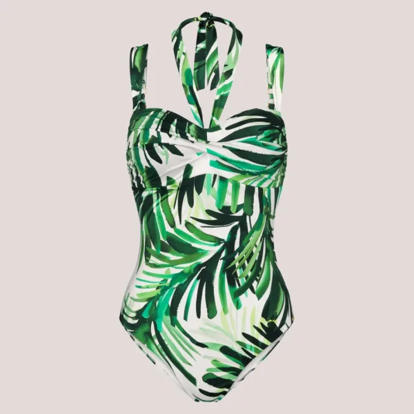 Triumph Γυναικείο Ολόσωμο SHAPPING EFFECT μαγίο strapless Tropical πράσινες αποχρώσεις μεγάλα μεγέθη 10226609.0031/31