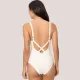Ysabel Mora Γυναικείο Μαγιό Ολόσωμο shaping lycra με χρυσούς κρίκους Ivory Ιβουάρ  One piece 83471 MARFIL