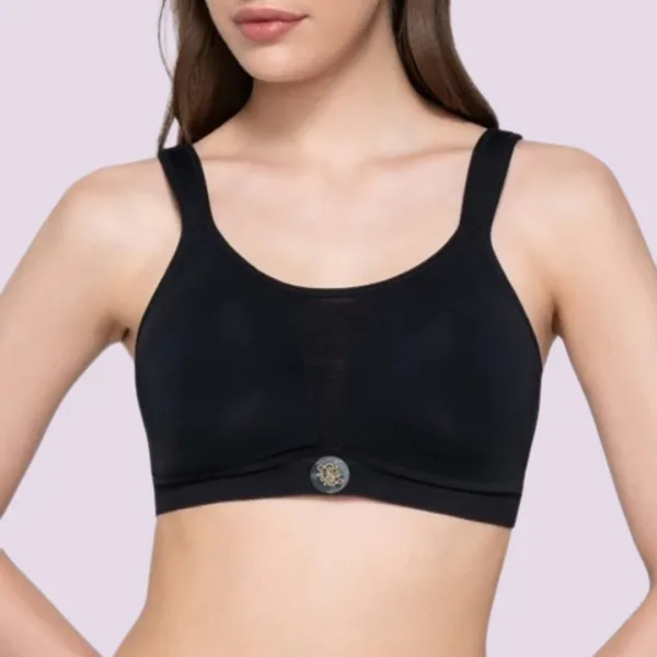 Luna Γυναικείο Μαύρο Flex Pro sporty Σουτιέν μπουστάκι αμπάνελο D cup με ενίσχυση 5301 ιδανικό για γυμναστική