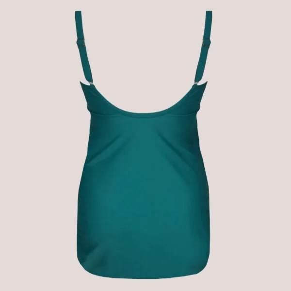 Self Γυναικείο tankini στράπλες μπλούζα αφαιρούμενες τιράντες & σούρα στα πλαινά & σλιπ boxer Tropical top με πετρόλ χρώμα Madagascar 2 S8050MD2.1