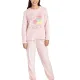 Muydemi Γυναικεία Ζεστή Fleece Πιτζάμα Ροζ με σχέδιο Macaron oversized 250302 Pink