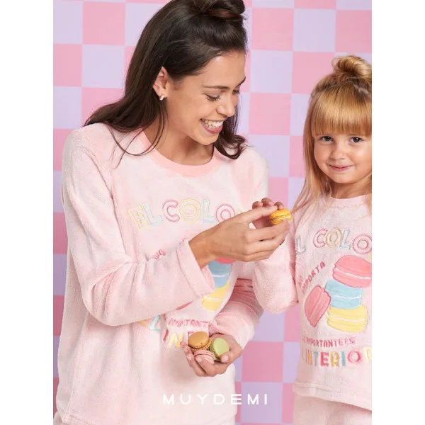 Muydemi Γυναικεία Ζεστή Fleece Πιτζάμα Ροζ με σχέδιο Donuts oversized 250302 Pink Muydemi Γυναικεία Ζεστή Fleece Πιτζάμα Ροζ με σχέδιο Donuts oversized 250302 Pink