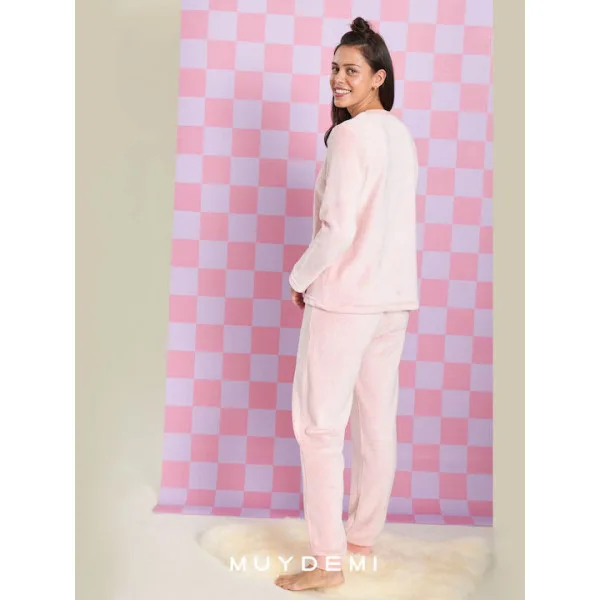Muydemi Γυναικεία Ζεστή Fleece Πιτζάμα Ροζ με σχέδιο Donuts oversized 250302 Pink Muydemi Γυναικεία Ζεστή Fleece Πιτζάμα Ροζ με σχέδιο Donuts oversized 250302 Pink