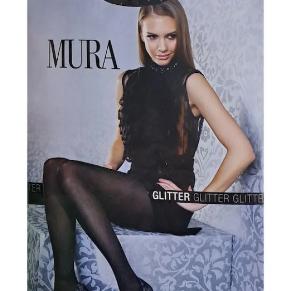 Mura Γυναικείo Καλσόν Μαύρο Limited Edition με γκλίτερ -Strass 50 Den C2747 Black