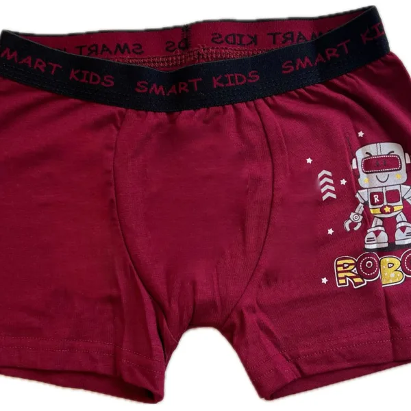 Berrak Hipster Παιδικό Βαμβακερό & Modal Μποξεράκι για αγόρια Μπορντώ χρώμα με  σχέδιo Robot 1575 