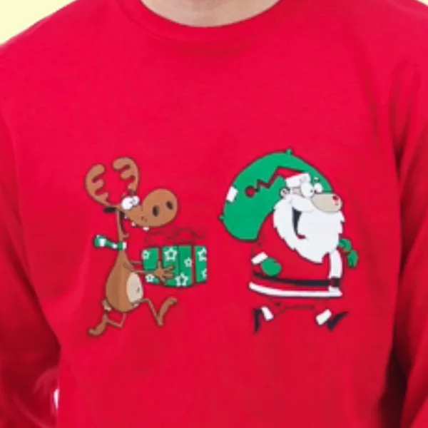 Sara Παιδική βαμβακερή Unisex Πυτζάμα Χριστουγέννων για όλη την οικογένεια Αγ.Βασίλης & τάρανδος Κόκκινη-Μαύρη 4073K