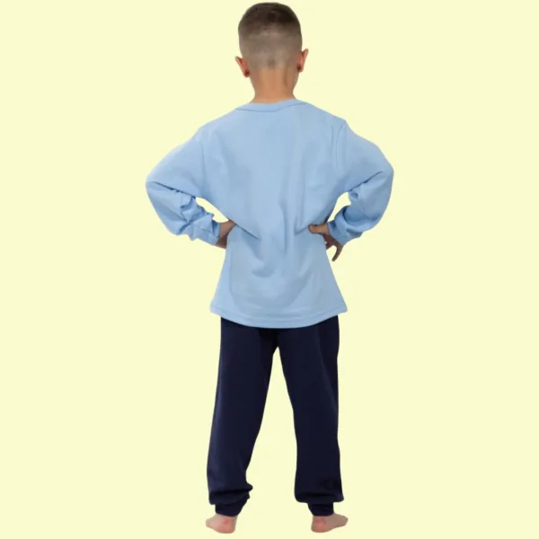 Nina Club αγορίστικη βαμβακερή πιτζάμα fashion με σχέδιο Dino δεινόσαραυρος γαλάζια μπλούζα μπλέ παντελόνι NC26141