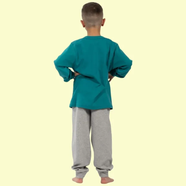 Nina Club αγορίστικη βαμβακερή πιτζάμα fashion με σχέδιο Monster Truck Πετρόλ μπλούζα γκρί παντελόνι NC26347