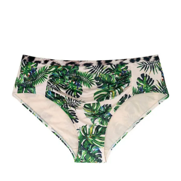 Dorina Γυναικείο Μαγιό Ψηλόμεσο Shaping Bikini Σλίπ Boho Με ΠράσιναΤροπικά Φύλλα  D02094M-B26 Mix & Match Koani