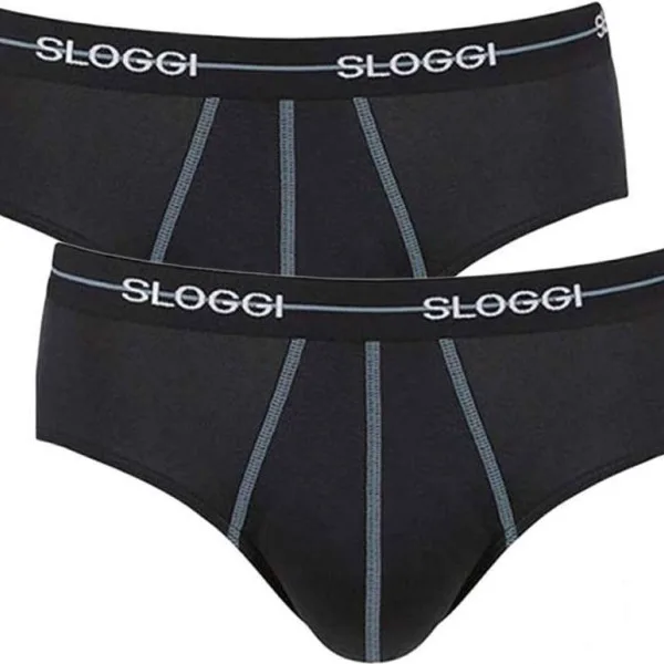 Sloggi Midi Σλιπ Ανδρικό 2 τεμάχια και για Μεγάλα Μεγέθη Μαύρο 10050546 0004/04