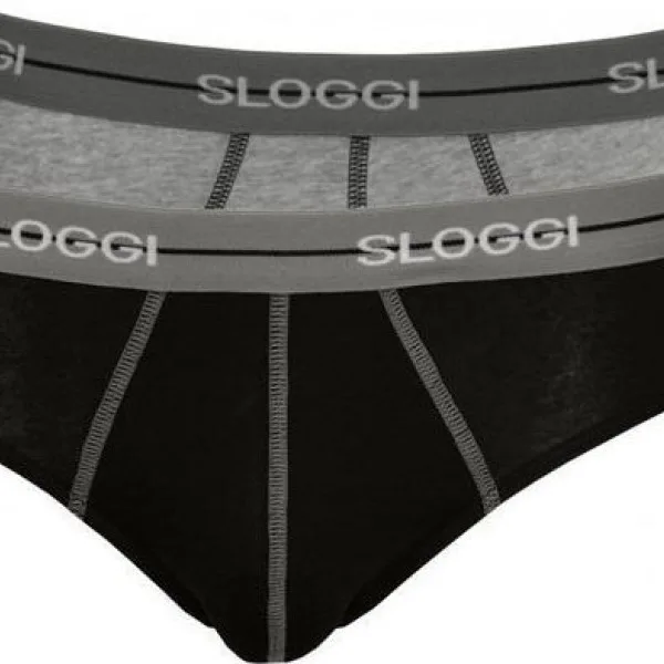 Sloggi Midi  Σλιπ Ανδρικό Γκρί -Μαύρο  2 τεμάχια και για Μεγάλα Μεγέθη 10050546 M013/Z9