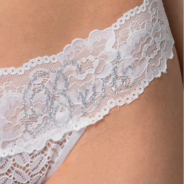 Milena By Paris Νυφικό Γυναικείο String Bride με Δαντέλα Ιβουάρ και Ασημένιο Ιριδίζον Bride 007662