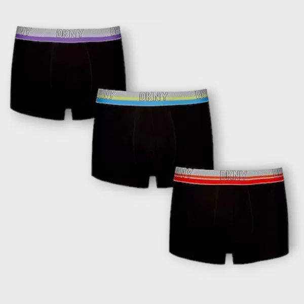 DKNY Ανδρικά Μποξεράκια Μαύρα Σετ 3Τεμ με χρώματα στο λάστιχο Μώβ Κόκκινο Μπλέ U5-6701