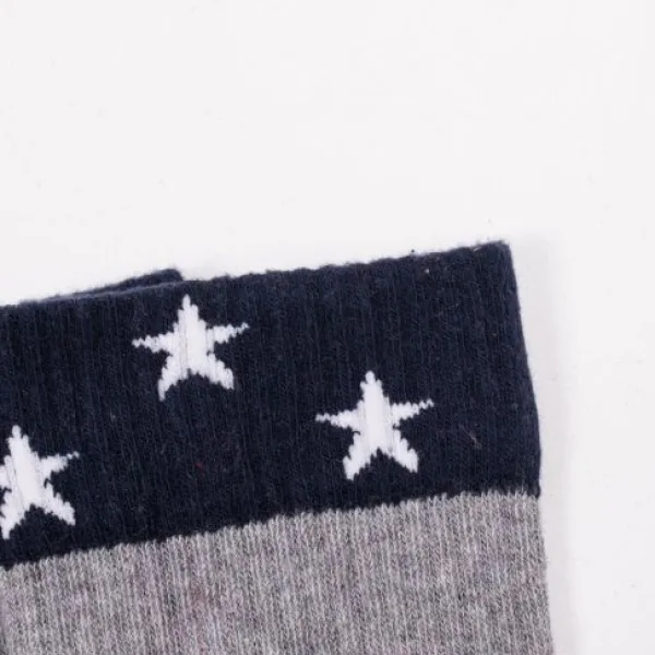 Trendy Ανδρική βαμβακερή Κάλτσα Star με ρίγες γκρί κόκκινες  Τ-113