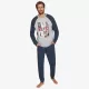 Muydemi Sleepwear Ανδρική Βαμβακερή Πιτζάμα Ποδόσφαιρο Γκρί  330025
