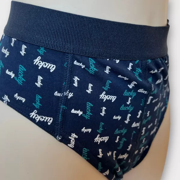 Baspinar Ανδρικό Βαμβακερό Μοντέρνο Σλίπ με logo lucky Μπλε 2103 και Plus Size