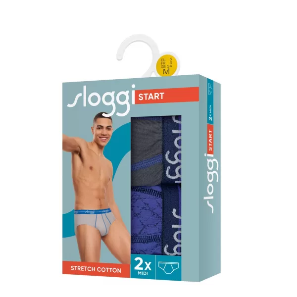 Sloggi Σλιπ Ανδρικό Βαμβακερό Σλιπ Σετ 2 τεμαχίων Γκρί - Μπλέ 10206949-V013 Sloggi Σλιπ Ανδρικό Βαμβακερό Σλιπ Σετ 2 τεμαχίων Γκρί - Μπλέ 10206949-V013