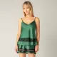 Milena by Paris Γυναικείο Σετ Babydoll Πιτζάμα Σατέν Κυπαρισσί  004175