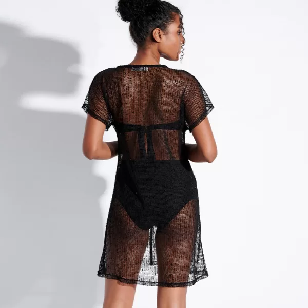 Jeannette Γυναικείο Μαύρο Καφτάνι Κιμονό με Δίχτυ Black Summer Collection 2024 7884 Jeannette Γυναικείο Μαύρο Καφτάνι Κιμονό με Δίχτυ Black Summer Collection 2024 7884