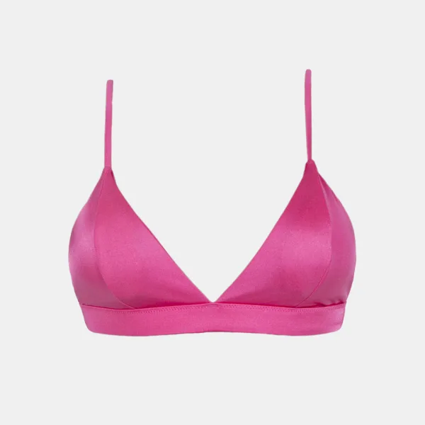 Rock Club Γυναικείο Μαγιό Μπουστάκι Τριγωνάκι Γυαλιστερό Ρόζ Barbie με Ελαφριά και Αφαιρούμενη Ενίσχυση 2109 