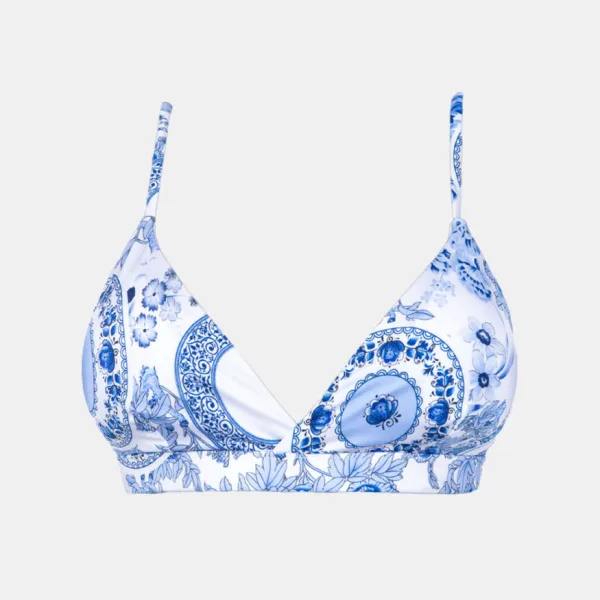 Rock Club Γυναικείο Top μπουστάκι  Μαγιό Λευκό με μπλέ λεπτομέρειες BP2346 Top Porcelain