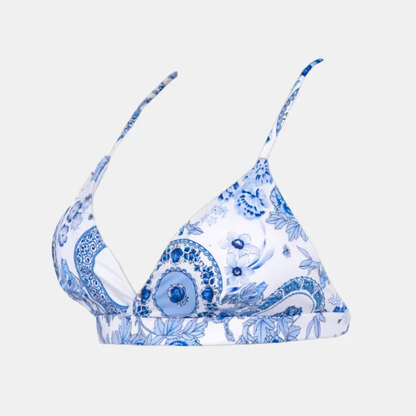 Rock Club Γυναικείο Top μπουστάκι  Μαγιό Λευκό με μπλέ λεπτομέρειες BP2346 Top Porcelain