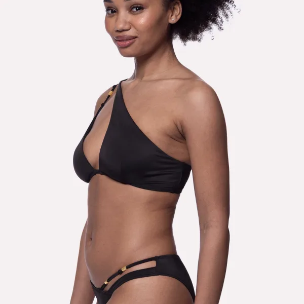 Dorina Bikini Μαύρο Τριγωνάκι Μπουστάκι με Χρυσό Charm Ασύμμετρο D001773MI010-BK0001 Ibadan