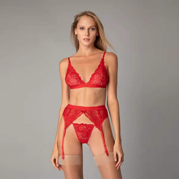 Milena by Paris Bralette Lace Σουτιέν Δαντελωτό Κόκκινο 010174