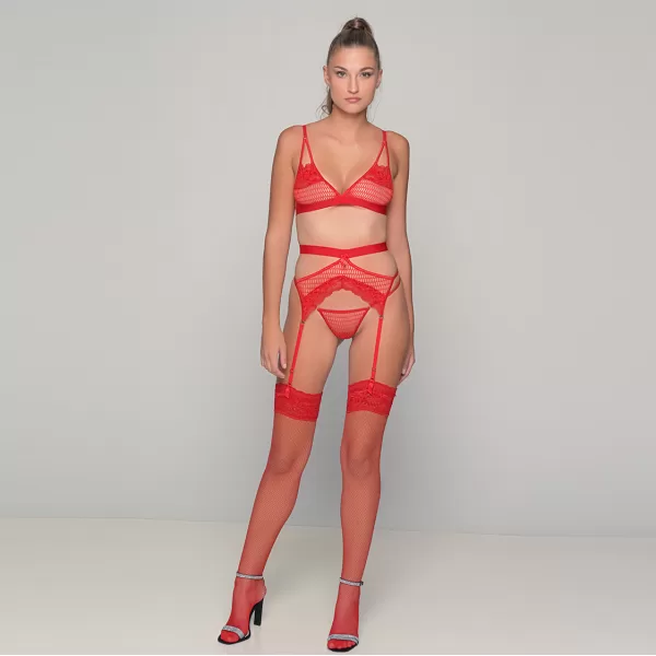 Milena by Paris Γυναικείες sexy Κόκκινες Ζαρτιέρες με δίχτυ και δαντέλα 005405 Suspender Lace Milena by Paris Γυναικείες sexy Κόκκινες Ζαρτιέρες με δίχτυ και δαντέλα 005405 Suspender Lace