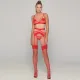 Milena by Paris Γυναικείες sexy Κόκκινες Ζαρτιέρες με δίχτυ και δαντέλα 005405 Suspender Lace