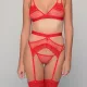 Milena by Paris Γυναικείες sexy Κόκκινες Ζαρτιέρες με δίχτυ και δαντέλα 005405 Suspender Lace