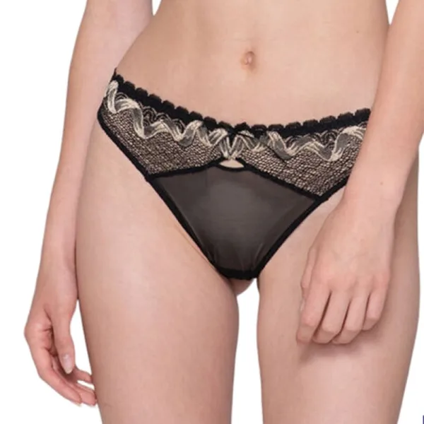 Luna Lucy Γυναικείο Εσώρουχο Σλιπ Brazilian Δαντέλα Μαύρο 25201