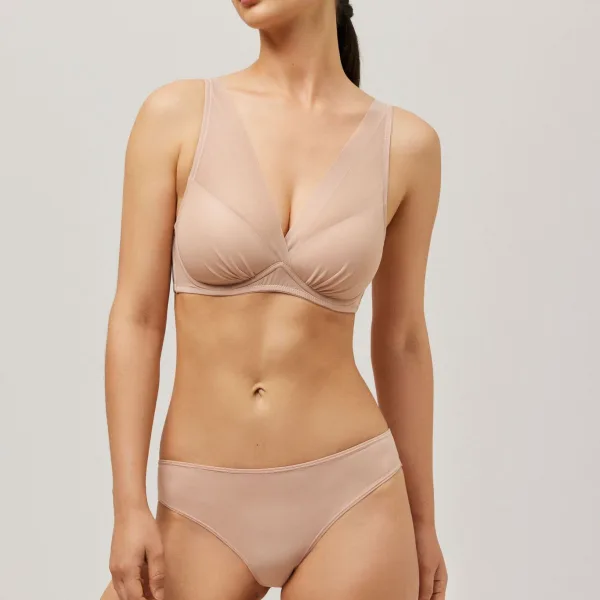 Ysabel Mora Γυναικείο Εαώρουχο Brazil Laser Cut Invisible με λεπτό διχτάκι στο πίσω μέρος Μπεζ 10063 & μεγάλα μεγέθη Plus sizes