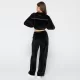Luna Γυναικείο Βελουτέ Φόρμα Wide Leg Μαύρο με χρυσές λεπτομέρειες στις τσέπες 7034 Plus Sizes Mix & Match Balanced Luna Γυναικείο Βελουτέ Φόρμα Wide Leg Μαύρο με χρυσές λεπτομέρειες στις τσέπες 7034 Plus Sizes Mix & Match Balanced