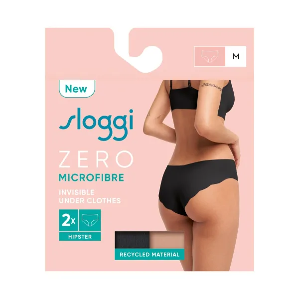 Sloggi Γυναικεία Laser Cut Σλιπ Χωρίς Ραφές ανοιχτό καφέ-Μαύρο Πακέτο 2τεμ 10215257 Zero Microfibre