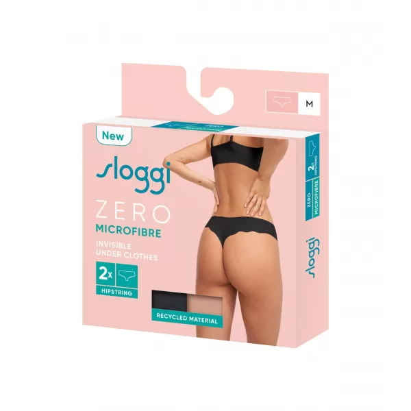 Sloggi Γυναικεία String  Χωρίς Ραφές Μπεζ-Μαύρο Πακέτο 2τεμ 10215267 Zero Microfibre Laser Cut