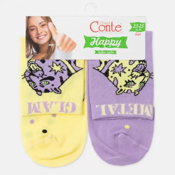 Conte Happy Socks Glam Metal Βαμβακερές Κάλτσες Διχρωμία Λιλά κίτρινο 18C-227C Conte Happy Socks Glam Metal Βαμβακερές Κάλτσες Διχρωμία Λιλά κίτρινο 18C-227C