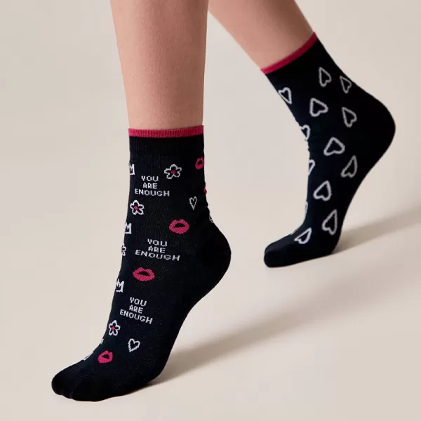 Conte Happy Socks Γυναικείες Κάλτσες με Άνετο Λάστιχο Μπλε Σκούρο καρδούλες 18C-227C Conte Happy Socks Γυναικείες Κάλτσες με Άνετο Λάστιχο Μπλε Σκούρο καρδούλες 18C-227C